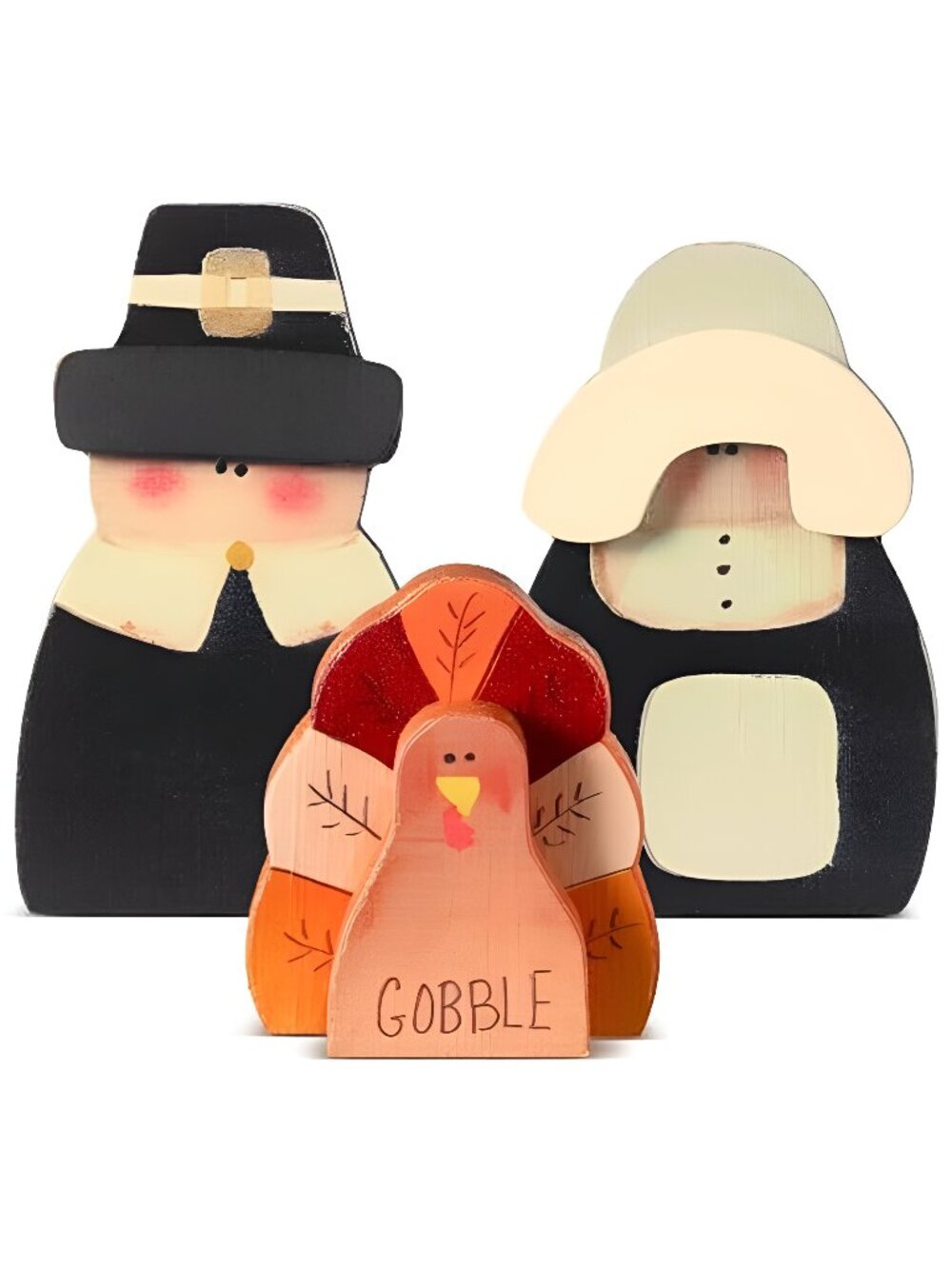 3 Pcs Thanksgiving Decor Fall Pilgrim Turkey Wooden Tabletop